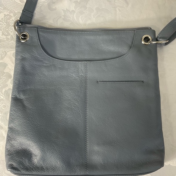 Great American Leatherworks Cross Body Bag in Gray leather new without tags - Picture 2 of 9